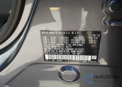 2019 Honda Hr-V Ex from USA, damaged, VIN 3CZRU5H52KM717101